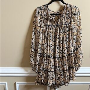 Free People Black and Gold Floral Dress